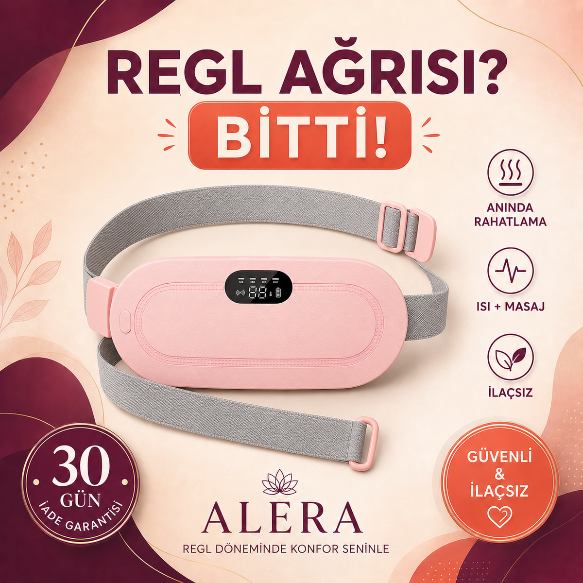 Alera Isı ve Masajlı Regl Konfor Kemeri
